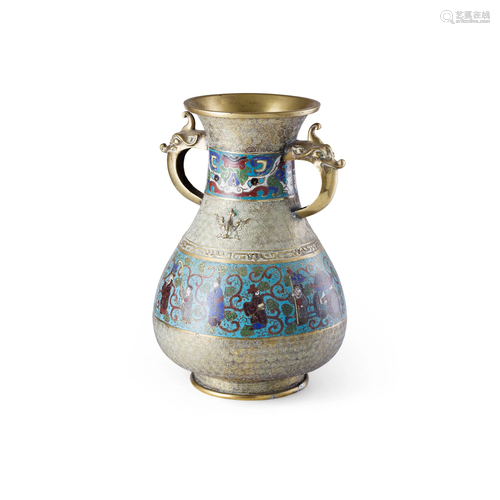 CLOISONNÃ‰ ENEMAL VASE LATE QING DYNASTY-REPUBLIC