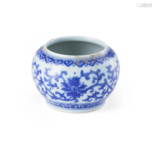 BLUE AND WHITE WATER POT JIAQING MARK