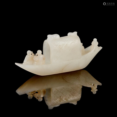 WHITE JADE CARVING OF A SAMPAN QING DYNASTY, 19TH