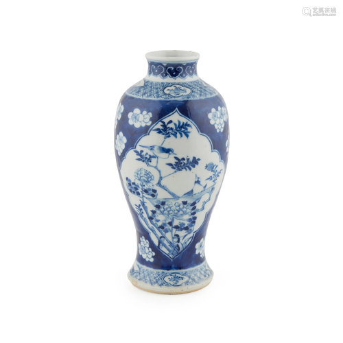 BLUE AND WHITE 'CRACKED ICE AND PRUNUS' VASE KANGXI