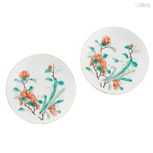 PAIR OF FAMILLE ROSE SAUCERS QING DYNASTY, 19TH CE…