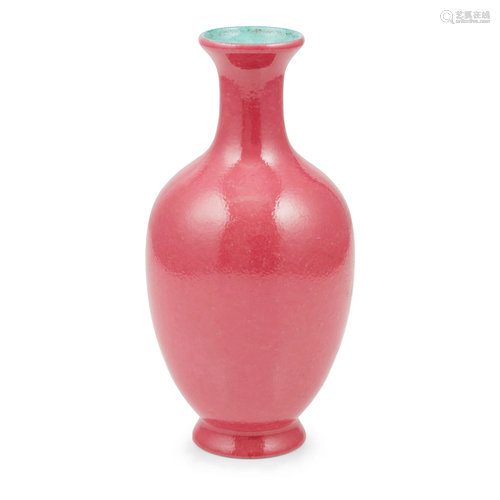 CORAL-RED-GLAZED VASE QIANLONG MARK BUT LATER