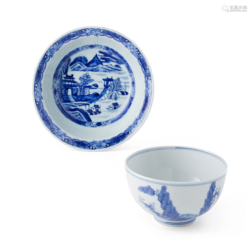 TWO BLUE AND WHITE WARES QING DYNASTY, 18TH CENT…