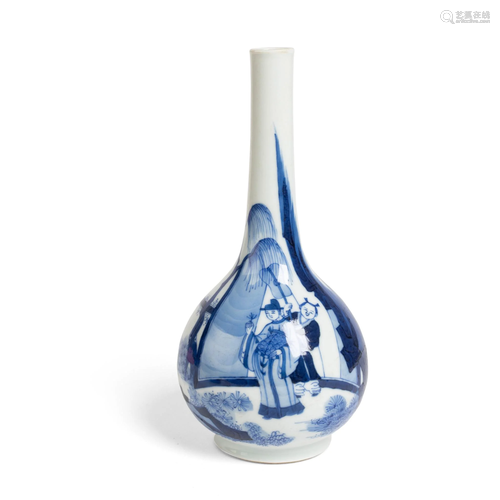 BLUE AND WHITE BOTTLE VASE KANGXI PERIOD