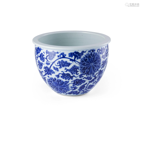 BLUE AND WHITE 'LOTUS' BASIN QING DYNASTY, 19TH CENT…