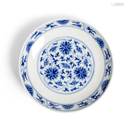 BLUE AND WHITE 'LOTUS' DISH GUANXU MARK AND POSSIBLY…