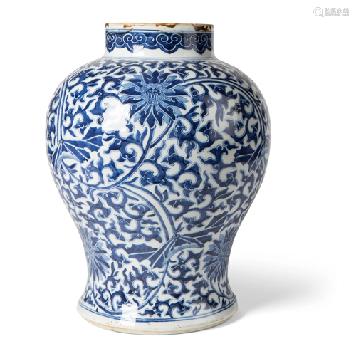 BLUE AND WHITE 'LOTUS' JAR KANGXI PERIOD