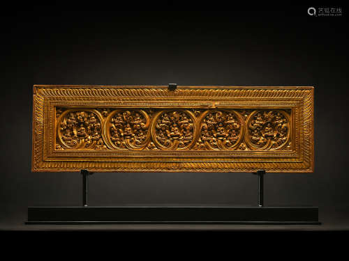 14-15世纪  木雕五方佛护经板