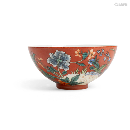 CORAL-GROUND FAMILLE ROSE BOWL JIAQING MARK