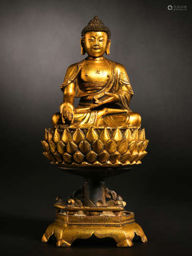 明代 铜鎏金释迦牟尼佛像