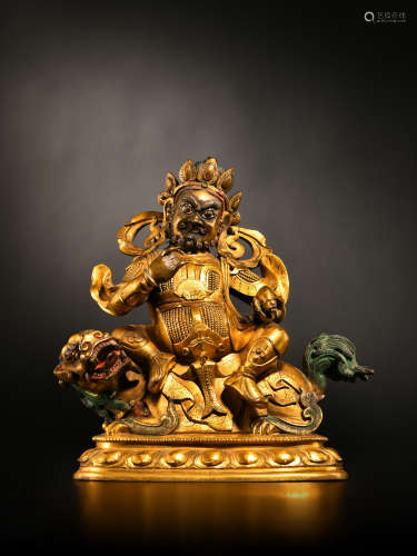 18世纪 铜鎏金财宝天王像