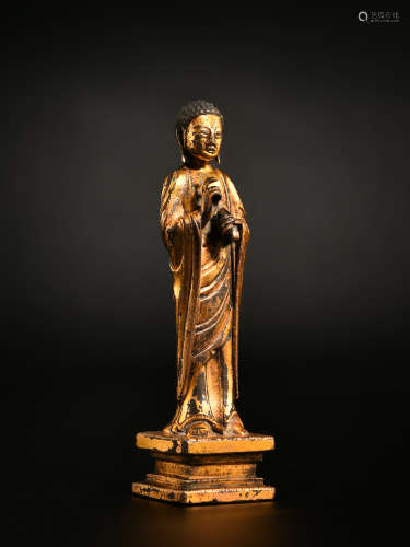 10世纪 铜鎏金佛立像