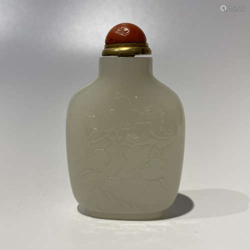 18th，Hetian jade snuff bottle (with ancient Chinese characte...