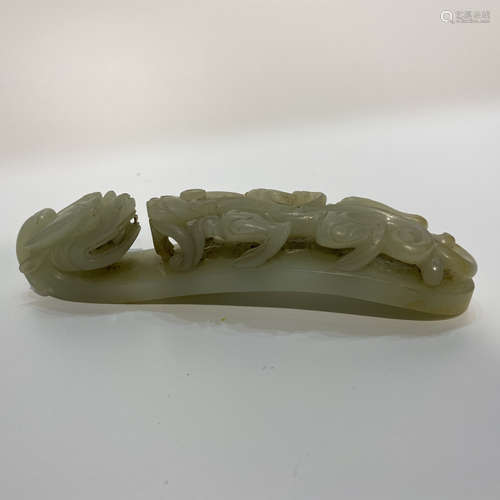 18th，Hetian White Jade Dragon Hook