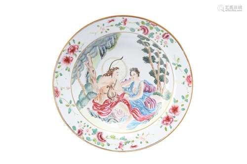 A CHINESE FAMILLE ROSE 'APOLLO AND DAPHNE' DISH.