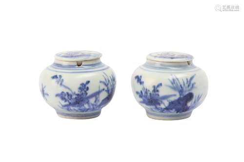 TWO CHINESE BLUE AND WHITE JARLETS.