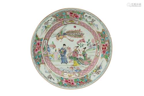 A CHINESE FAMILLE ROSE 'IMMORTALS' DISH.