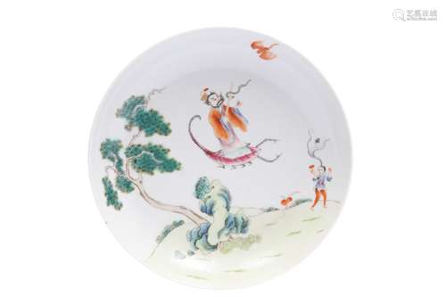 A CHINESE FAMILLE ROSE 'ZHANG DAOLING' DISH.