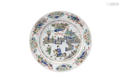 A CHINESE FAMILLE VERTE 'ZHANG SHENG' DISH.