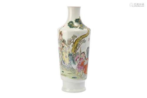 A CHINESE FAMILLE ROSE FIGURATIVE VASE.