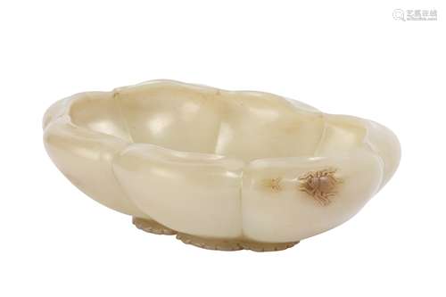 A CHINESE PALE CELADON JADE 'MAGNOLIA' BRUSH WASHER.