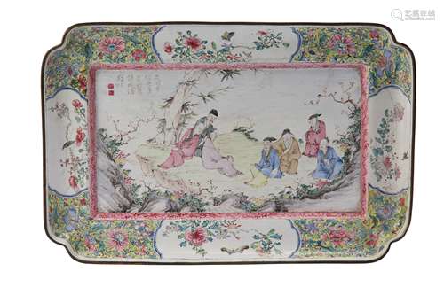 A CHINESE CANTON ENAMEL ‘SCHOLARS’ TRAY.