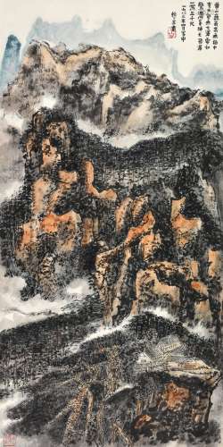 赖少其（1915～2000） 1983年作 黄山巍峨 立轴 设色纸本