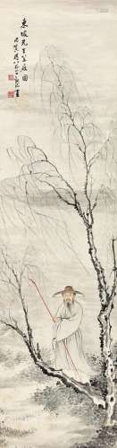吴冠岱（1862～1929） 1926年作 东坡笠屐图 立轴 设色纸本