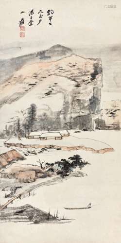 张大千（1899～1983） 叠山独钓 立轴 设色纸本