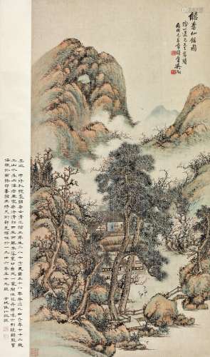 吴徵（1878～1949） 1946年作 听香仙馆图 立轴 设色纸本