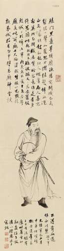 胡铁梅（1848～1899） 1881年作 关公像 立轴 水墨绫本