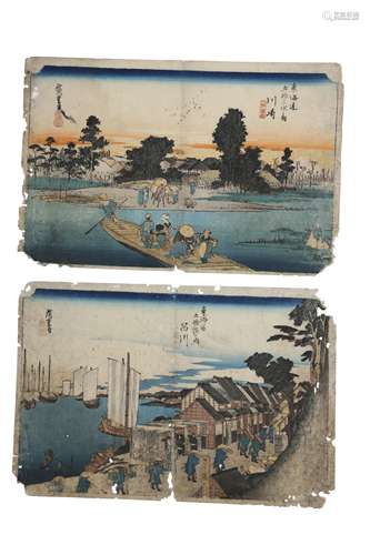 TWO WOODBLOCK PRINTS BY HIROSHIGE (1797 - 1858).