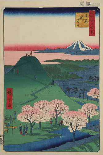 A WOODBLOCK PRINT BY HIROSHIGE (1797 - 1858).