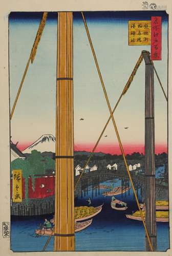 A WOODBLOCK PRINT BY HIROSHIGE (1797 - 1858).