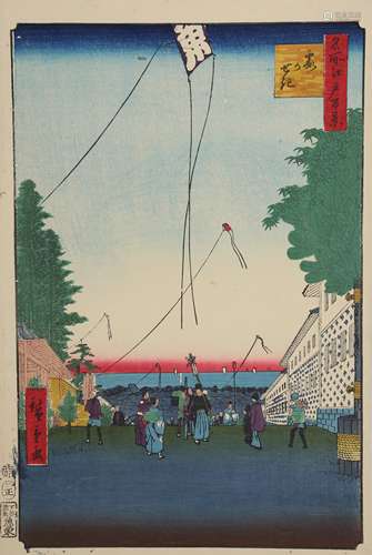 A WOODBLOCK PRINT BY HIROSHIGE (1797 - 1858).