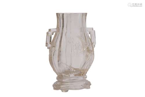 A CHINESE ROCK CRYSTAL VASE.