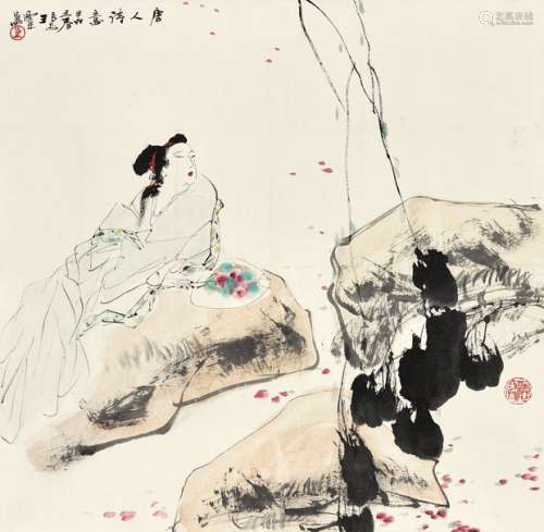 王西京（b.1946） 1994年作 唐人诗意图 镜心 设色纸本