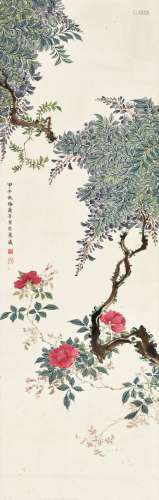 梅兰芳（1894～1961） 1924年作 花卉 立轴 设色纸本