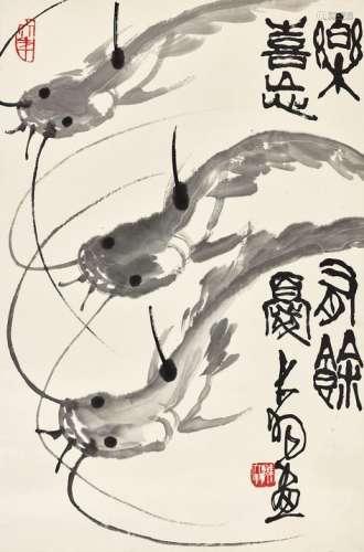 陈大羽（1912～2001） 鱼乐图 镜心 水墨纸本