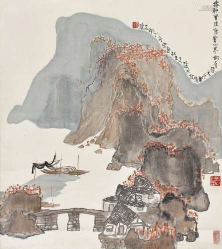 方骏（1943～2020） 1987年作 江南胜景 立轴 设色纸本