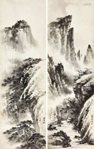 郭传璋（1912～1990） 山水 （二帧） 镜心 水墨纸本
