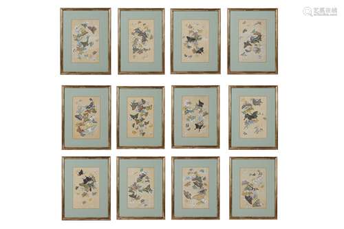 A SET OF TWELVE JAPANESE BUTTERFLY PAINTINGS.