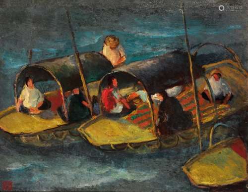 余本（1905～1995） 1951年作 渔民生活 布面油画