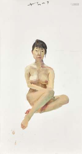 刘小东（b.1963） 2007年作 少女（坐着的女孩） 布面油画