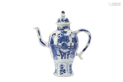 A CHINESE BLUE AND WHITE EWER AND COVER.