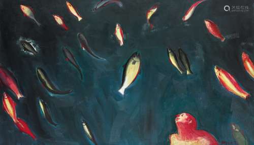 马轲（b.1970） 2006年作 观渔 布面油画