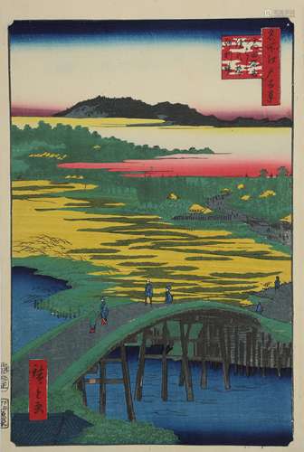 A WOODBLOCK PRINT BY HIROSHIGE (1797 - 1858).