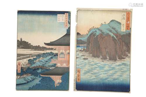 TWO WOODBLOCK PRINTS BY HIROSHIGE (1797 - 1858).