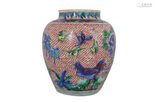 A CHINESE WUCAI 'BIRDS' JAR.