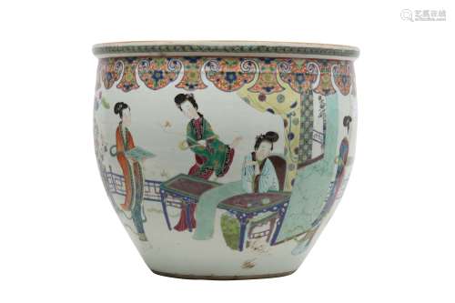 A LARGE CHINESE FAMILLE ROSE 'LADIES' FISHBOWL.